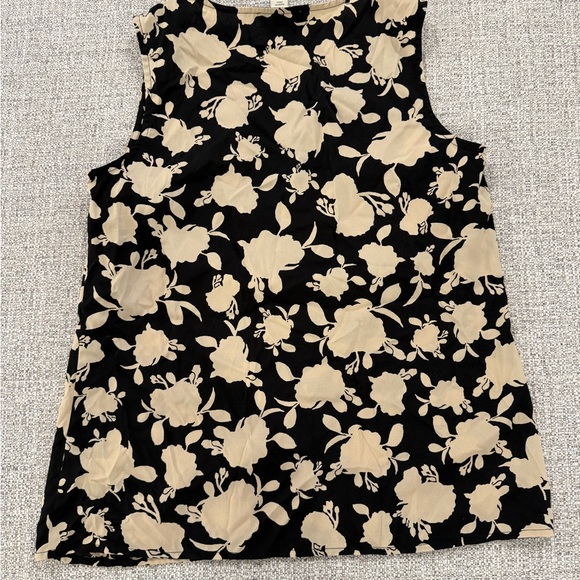 Cold Water Creek Floral Sleeveless Shell - Black and Cream - Picture 3 of 6